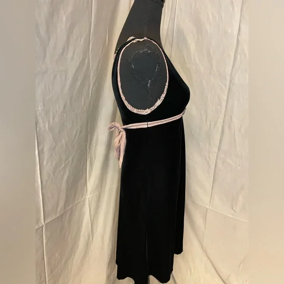 Free People Black Velvet Dress with Pink Trim - Picture 8 of 12